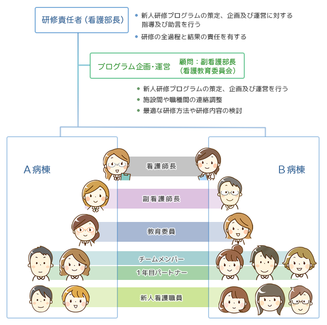 新人研修体制における組織図