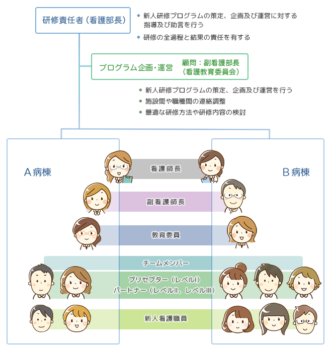 新人研修体制における組織図